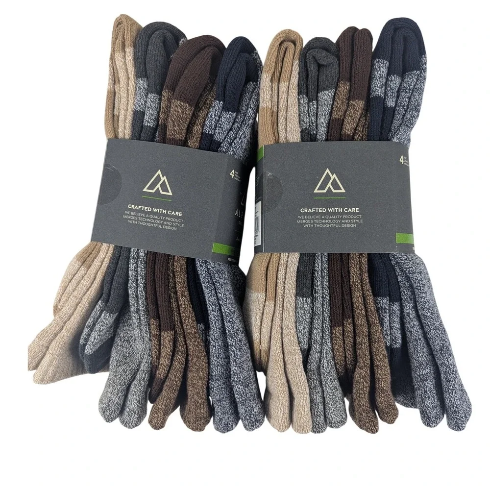 Alpine Design Mens XL 8 Pairs Hiking Socks Multi Color Performance Crew Outdoor